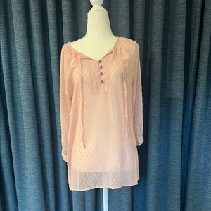 Matilda Jane Pink 3/4 Sleeve Swiss Dot top